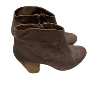 Charlotte Russe Beige & Tan Heeled Booties Women’s Size 9/ 9.5 Suede Material!